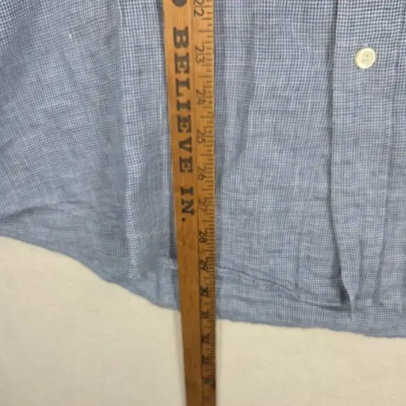Brooks Brothers Shirt Mens Extra Large XL Blue 100% Linen Collared Preppy Work - Picture 4 of 10